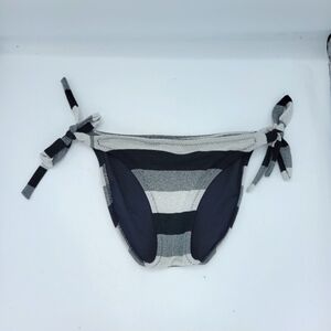 Becca Swimwear Bikini Side tie Shimmery Colorblock Black White Silver Size S
